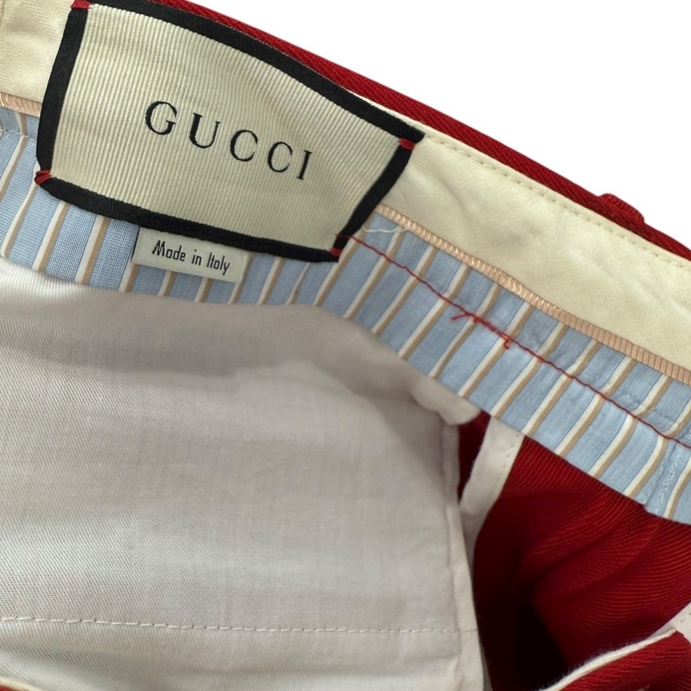 Gucci Band Stripe Red Wool Trouser Pants Unisex Size 48 Made in Italy 32x30 - Picture 3 of 9